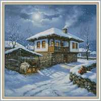 ЗИМНА ВЕЧЕР НАД СЕЛОТО